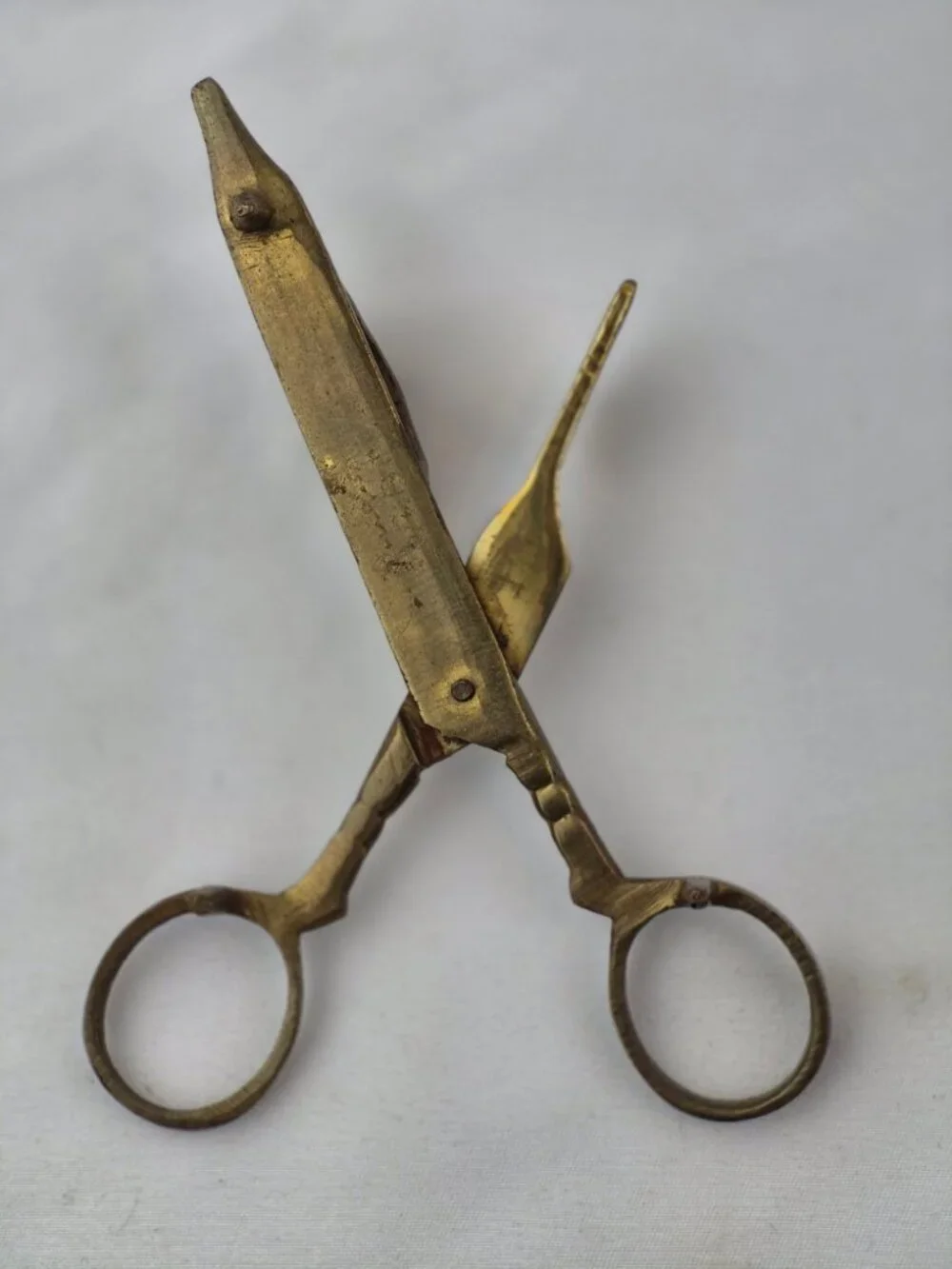 Vintage Brass Scissor-Style Candle Snuffer Extinguisher Feet Footed